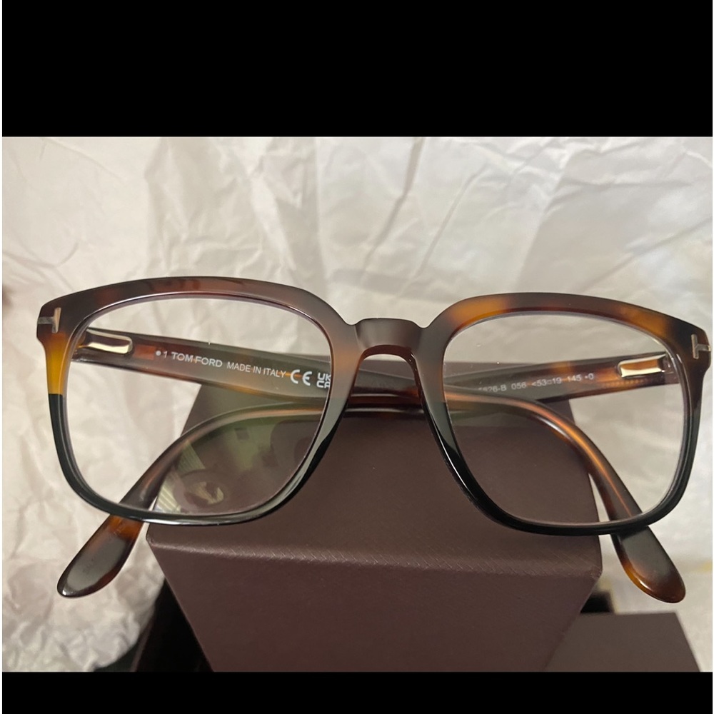 Tom Ford optical frame brown Tortouise Acetate Square 53-19-145,Preowned